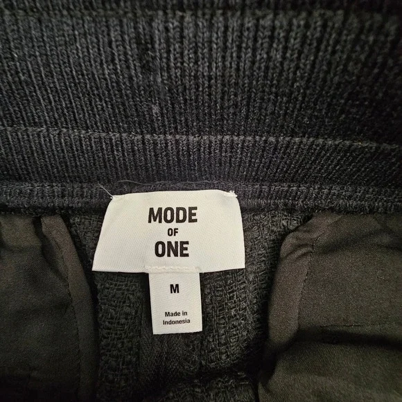 Mode of One Jogger Pants Mens Textured Grid Drawstring Deep Black Medium NEW - Picture 12 of 12